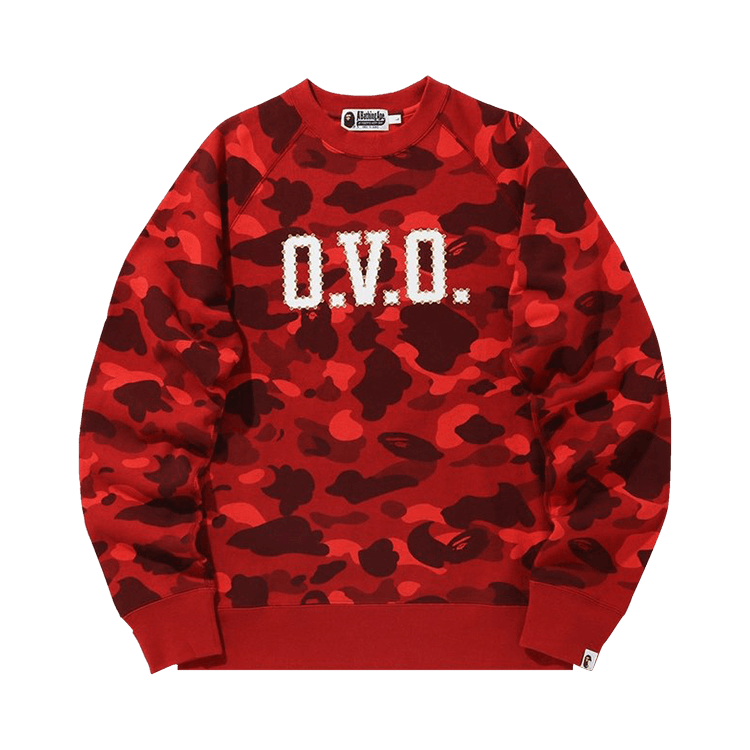 BAPE x OVO Color Camo Crewneck "Red"