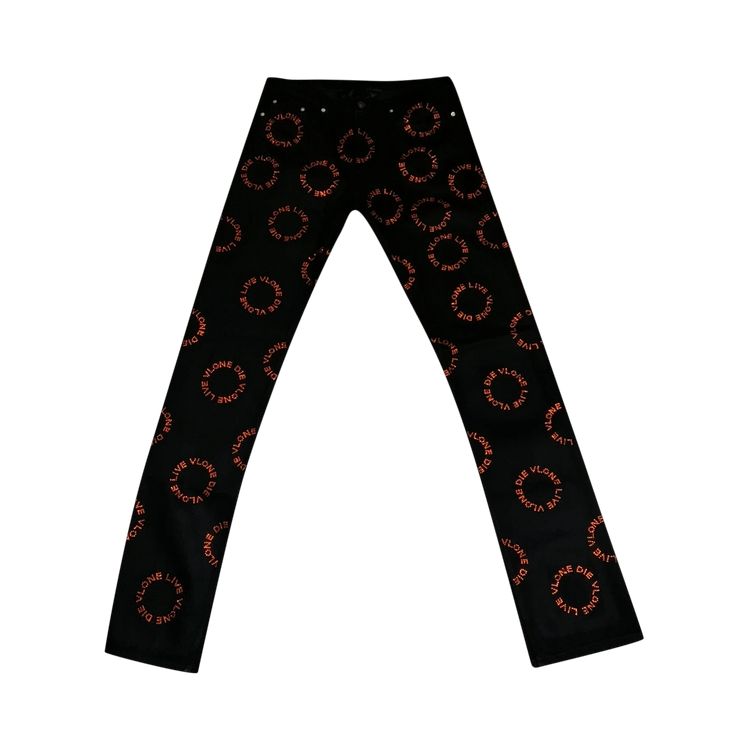 Vlone Rhinestone Denim Jeans "Black/Red"