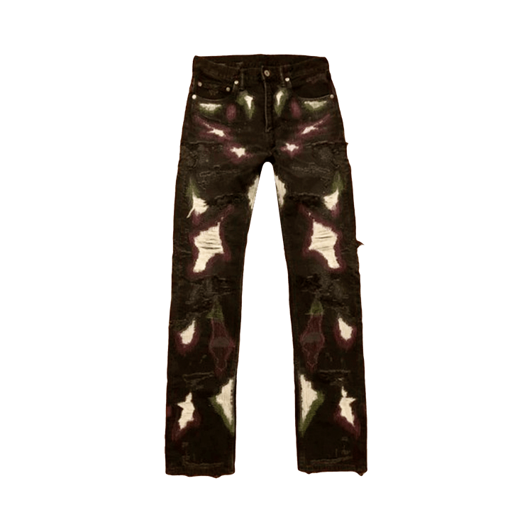 Vlone Scab Distressed Denim Jeans "Black/Purple/Green"