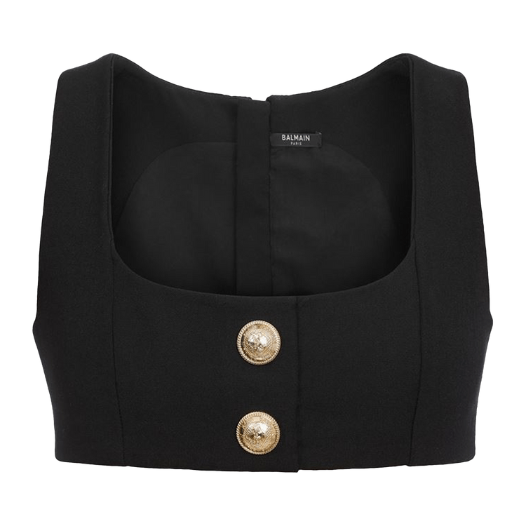 Balmain Cropped Buttoned Gdp Strap Top "Noir"