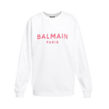 Balmain Printed Logo Sweatshirt "Blanc/Rose"