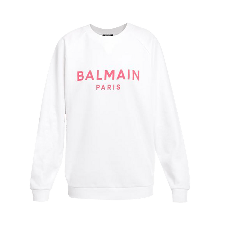 Balmain Printed Logo Sweatshirt "Blanc/Rose"