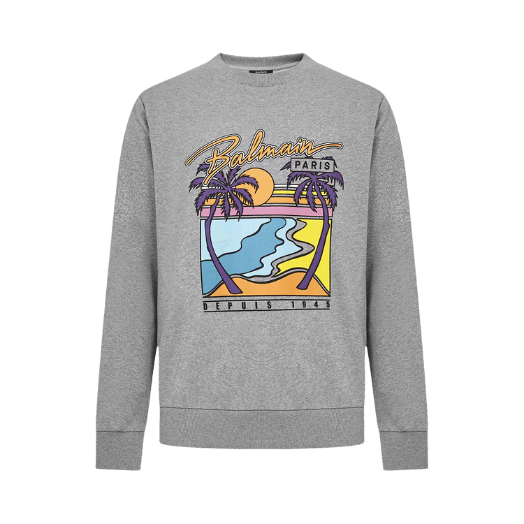 Balmain Printed Sweatshirt "Gris Chiné"