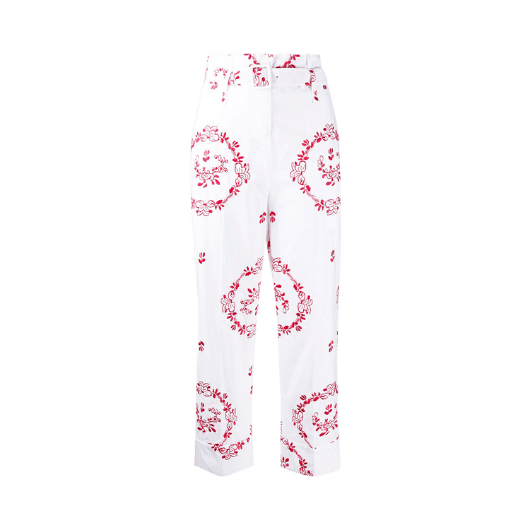 Simone Rocha Paper-Bag Trousers "White/Red"