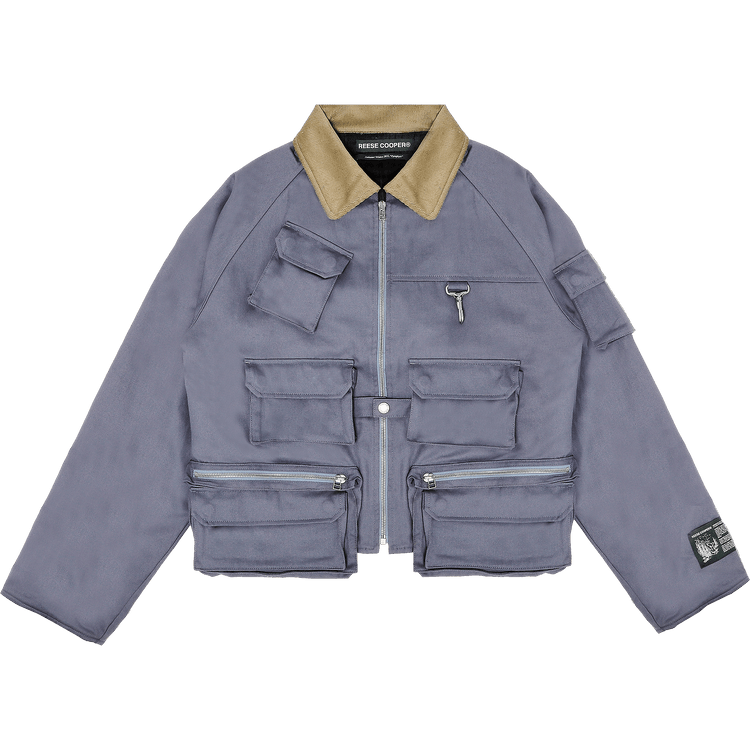 Reese Cooper Flannel-Lined Cotton Canvas Cargo Jacket "Sky Blue"