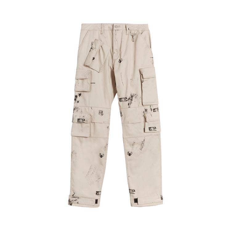 Reese Cooper Stamp Print Cotton Canvas Cargo Trouser "Khaki"