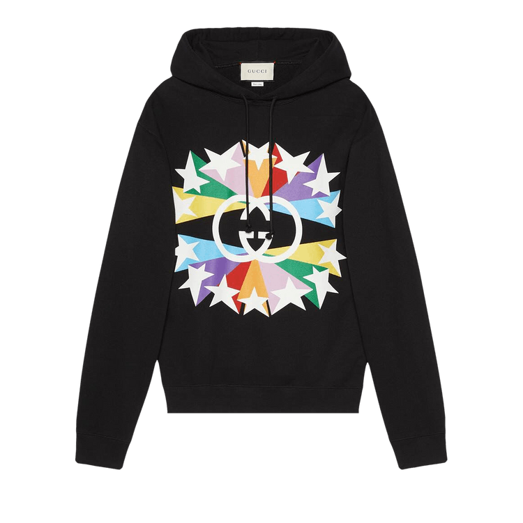 Gucci Interlocking G Star Burst Print Cotton Sweatshirt "Black/Multicolor"
