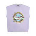 Balmain Short-Sleeve Printed Sun-Bleached Sweatshirt "Lavender/Multicolor"