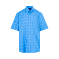 Balenciaga All Over Logo Button Down Shirt "Blue"