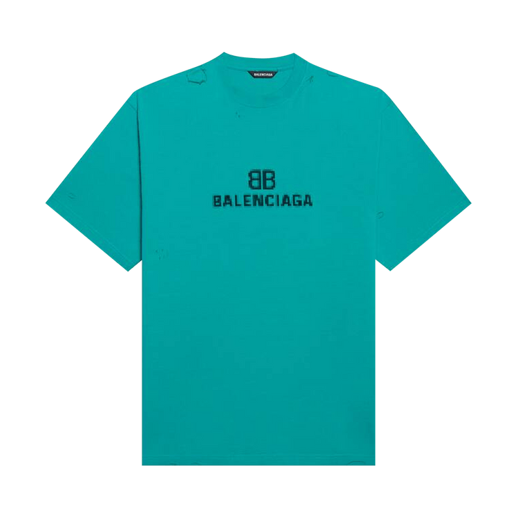 Balenciaga BB Pixel Boxy T-Shirt "Turquoise/Black"
