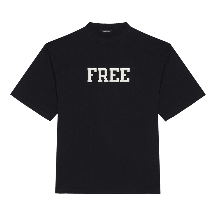 Balenciaga Free Logo Wide Tee "Black/White"