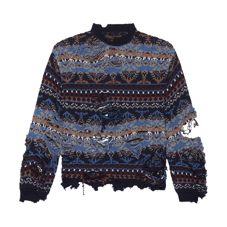 Balenciaga Ripped Sweater "Navy/Multicolor"