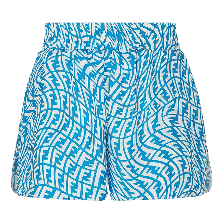 Fendi FF Vertigo Silk Bermuda Shorts "Turquoise/White"