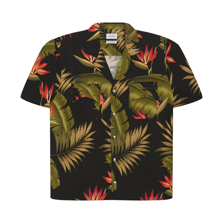 Rhude Snap Hawiian Shirt "Black/Green"
