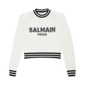 Balmain Cropped Mesh Logo Sweater "Blanc/Noir"