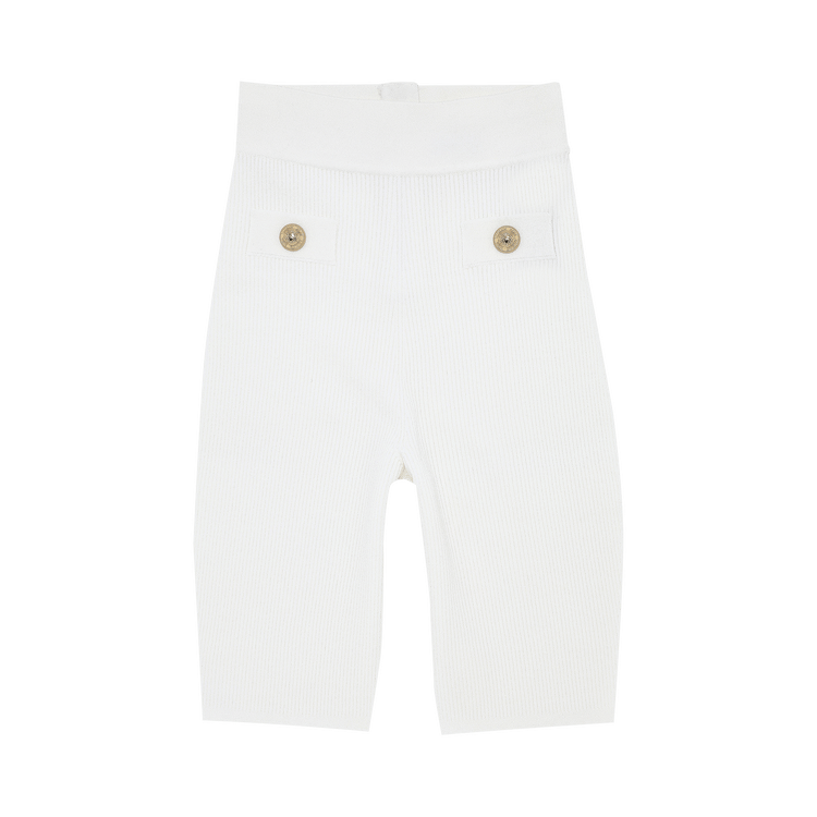 Balmain Ribbed Knit Cycling Shorts "Blanc"