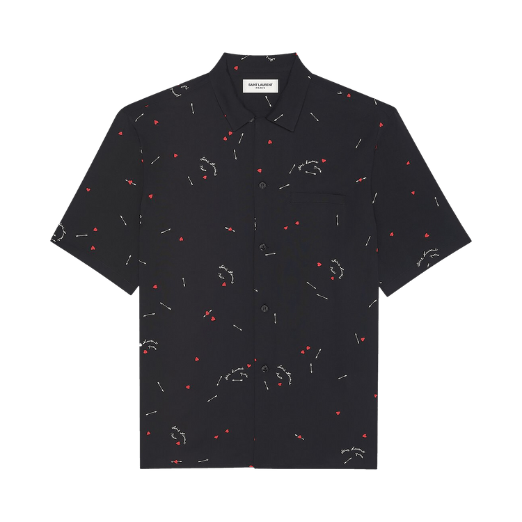 Saint Laurent Camp Collar Shirt "Noir/Rouge/Craie"