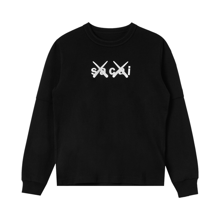 Sacai x KAWS Flock Print Long-Sleeve T-Shirt "Black/White"