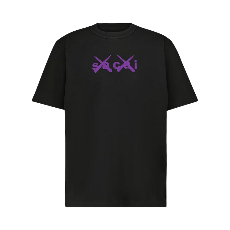 Sacai x KAWS Flock Print T-Shirt "Black/Purple"