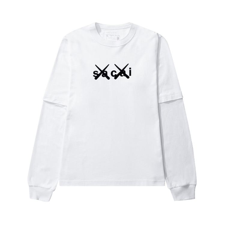 Sacai x KAWS Flock Print Long-Sleeve T-Shirt "White/Black"