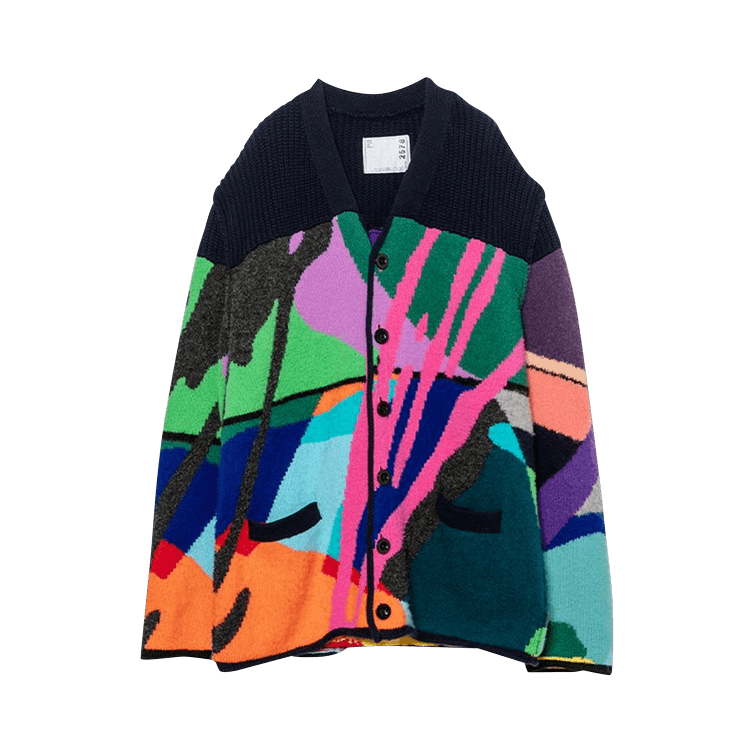 Sacai x KAWS Jacquard Knit Cardigan "Multicolor"