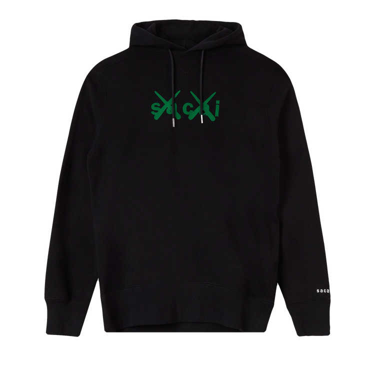 Sacai x KAWS Flock Print Hoodie "Black/Green"
