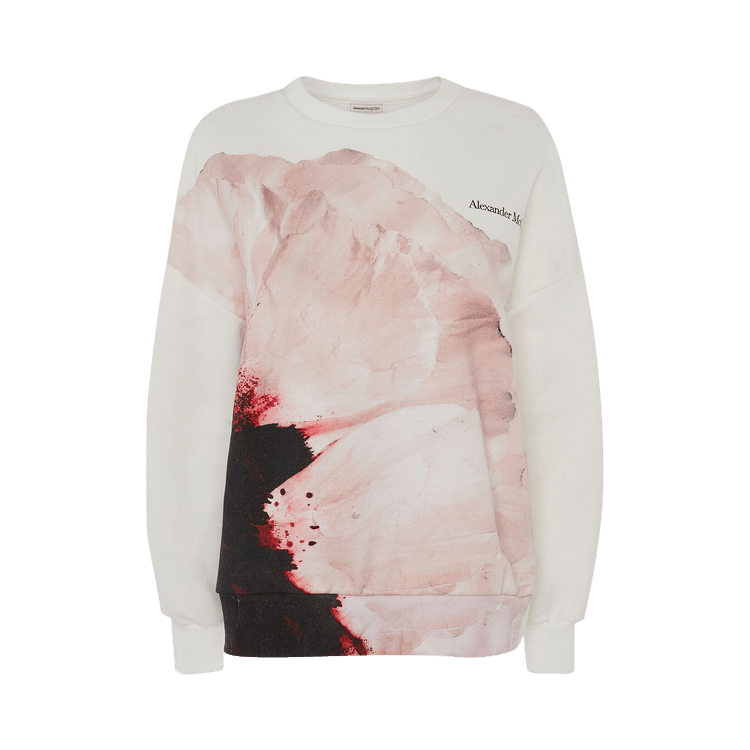 Alexander McQueen Paper Flower Sweatshirt "White/Pink"