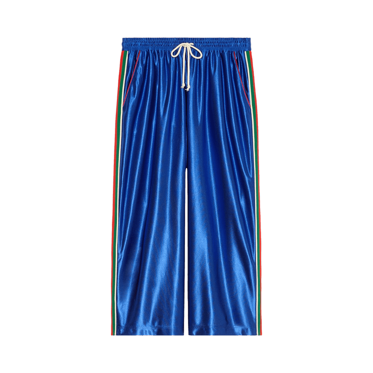 Gucci Shiny Jersey Pant With Web "Bluette/Mix"