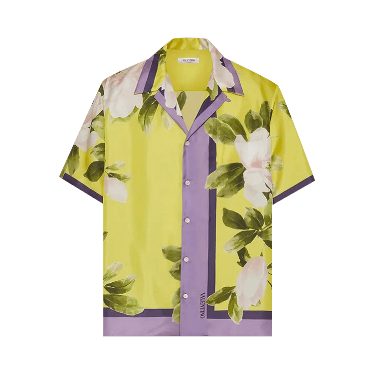 Valentino Floral Print Short-Sleeve Shirt "Bright Yellow"