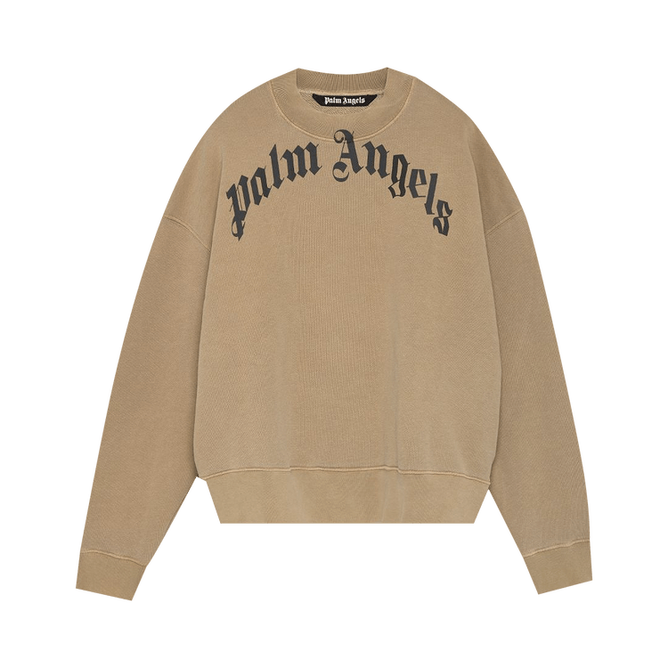 Palm Angels GD Curved Logo Crewneck "Beige/Black"