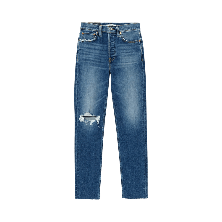 RE/DONE 90s High Rise Ankle Crop Jean "Vintage Inidgo Destroy"