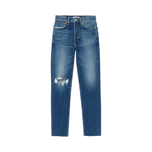 RE/DONE 90s High Rise Ankle Crop Jean "Vintage Inidgo Destroy"