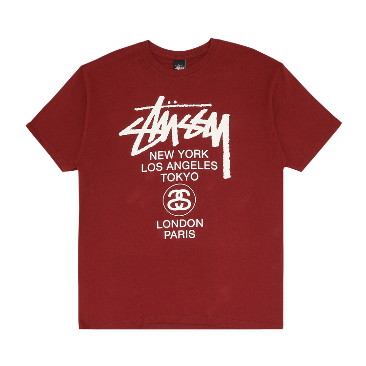 Stussy World Tour Tee "Burgundy"