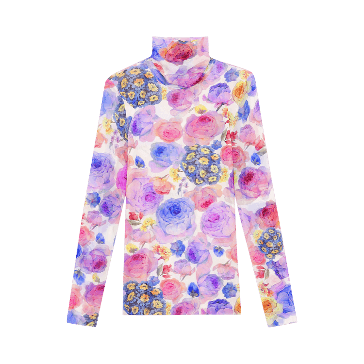 GANNI Printed Mesh Turtleneck "Multi"