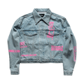 We11done Neon Logo Print Denim Jacket "Blue"