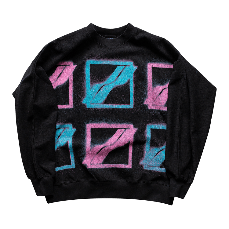 We11done Logo All Over Crewneck "Black"