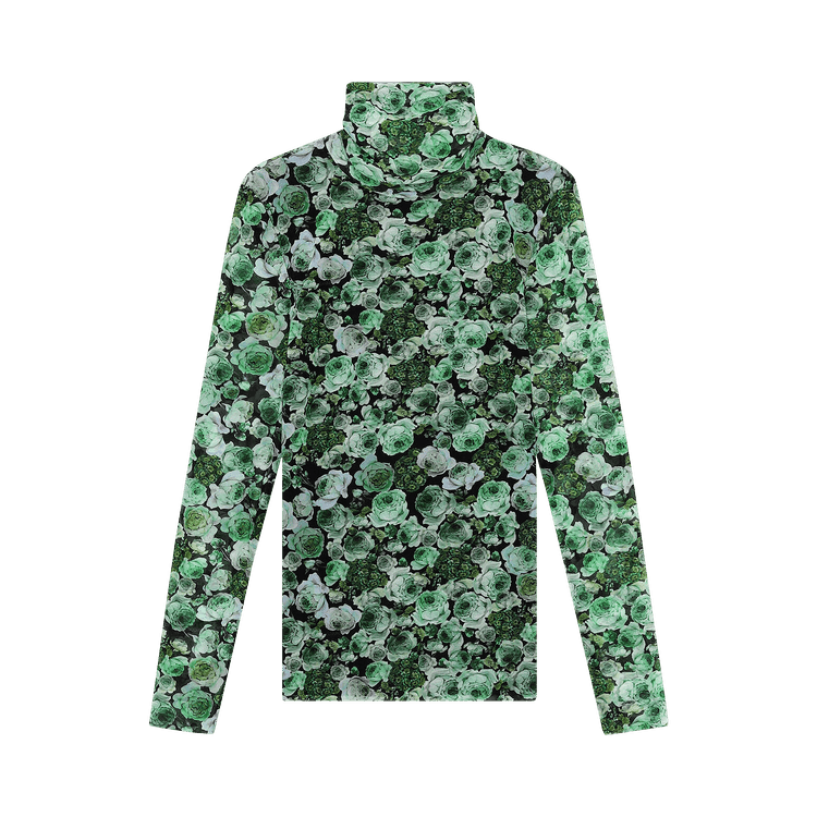 GANNI Printed Mesh Long-Sleeve "Kelly Green"