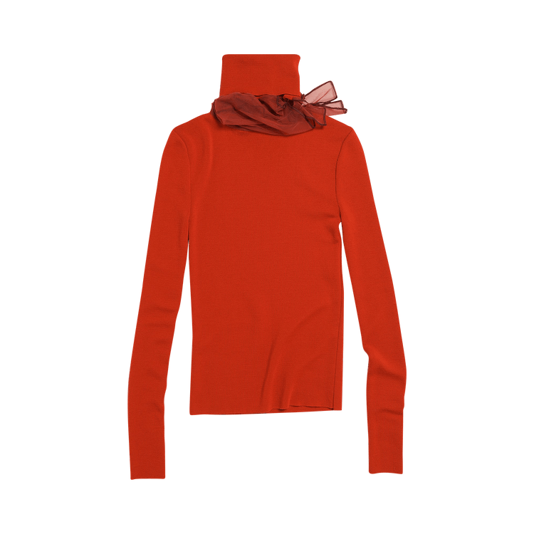 Y/Project Turtle Neck Tulle Pull Sweater "Red"