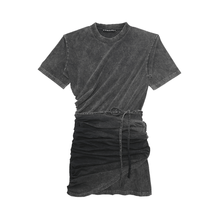 Y/Project Twisted T-Shirt Mini Dress "Black Acid Wash"