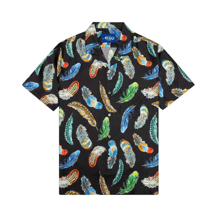 Awake NY Feathers Silk Shirt "Black"