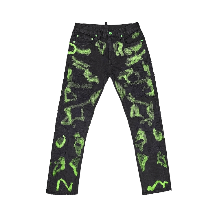 Vlone x Endless Embroidered And Distressed Denim Jeans "Black/Less Green"