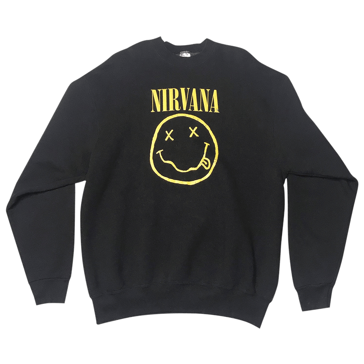 Vintage Early Nirvana Smiley Face Crewneck "Black"