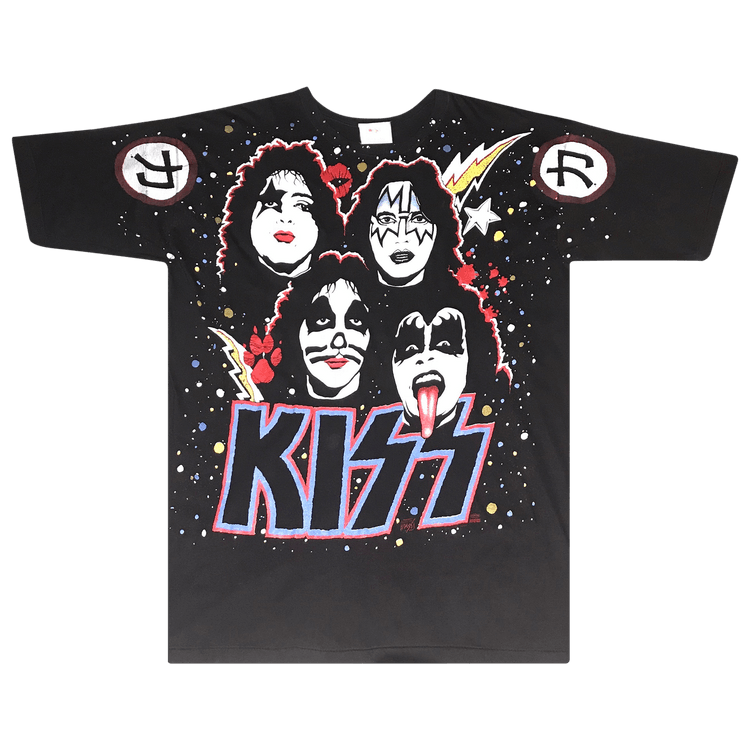 Vintage Kiss All Over Print Tee "Black"
