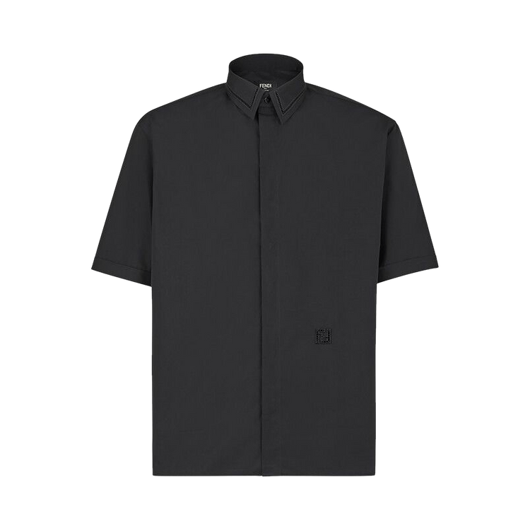Fendi Oversized Silk Short-Sleeve Shirt "Nero"