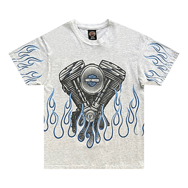 Vintage Harley Davidson Flame Tee "Grey"