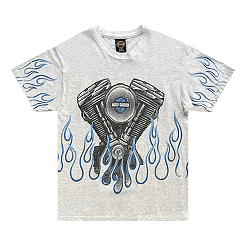 Vintage Harley Davidson Flame Tee "Grey"