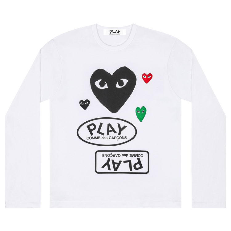 Comme des Garçons PLAY Multi Logo Long-Sleeve T-Shirt "White"