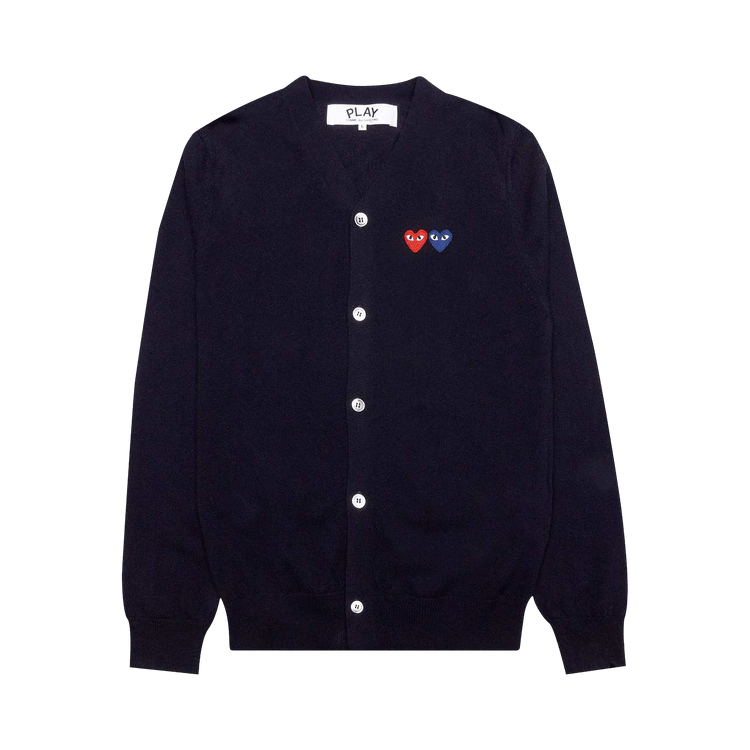 Comme des Garçons PLAY Double Heart Cardigan "Navy"