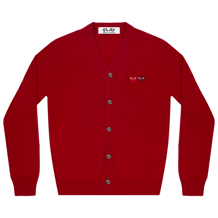 Comme des Garçons PLAY Double Heart Cardigan "Red"