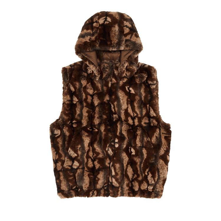 Supreme Faux Fur Hooded Vest "Brown"